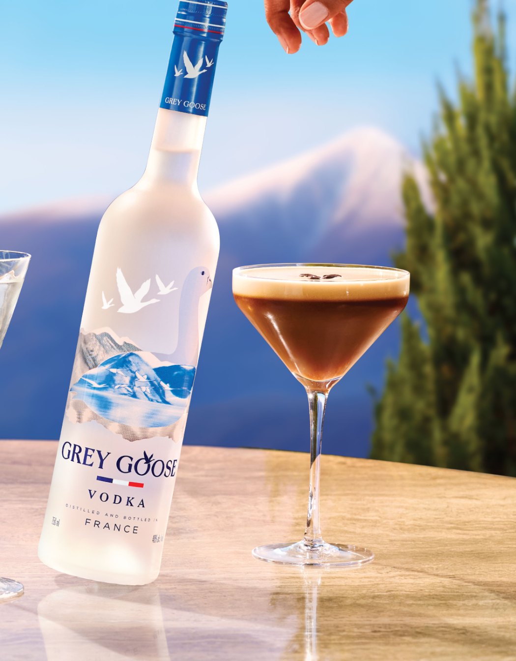 Grey Goose Martini serves on a terrace table